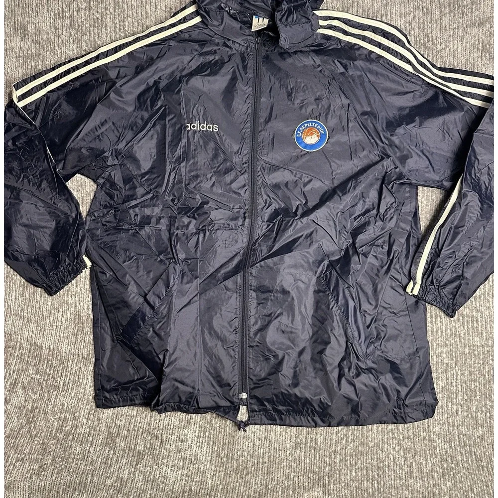 Vintage Adidas Basketball Jacket Greece Peristeri BC Hooded Windbreaker L